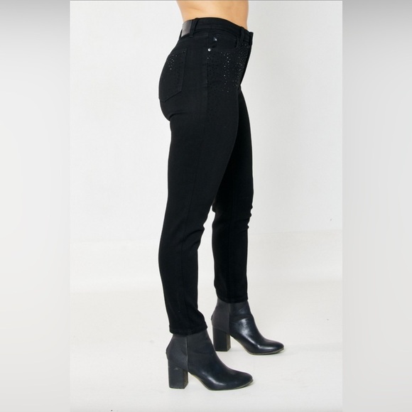 Judy Blue Black Skinny Jeans with Rhinestone embellishments - Sz 3 / 26 - Picture 8 of 10